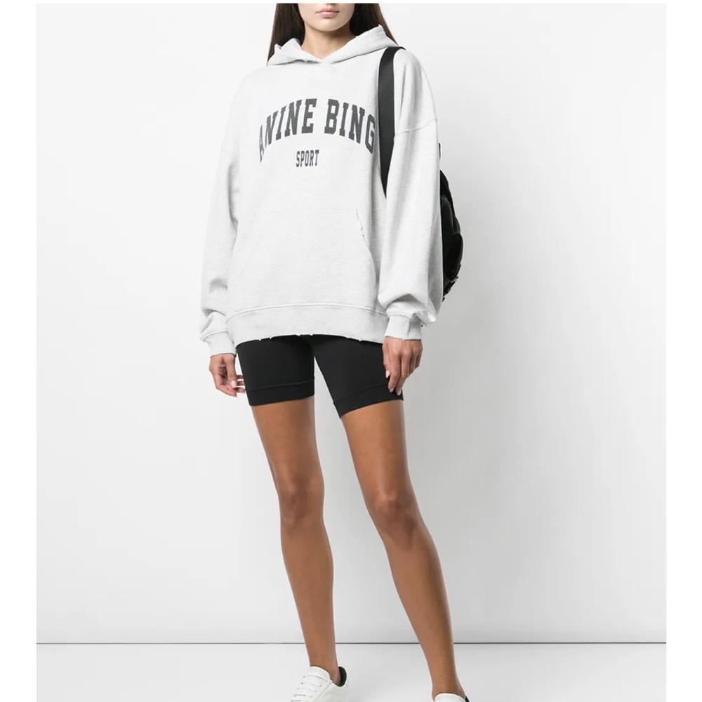 Anine Bing Heather Gray Sport Hoodie